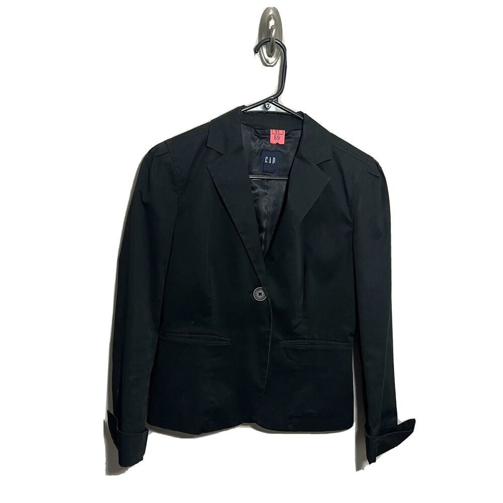 Gap Womens Black Short Blazer Sz 2 Preppy Perfect Jacket Classic